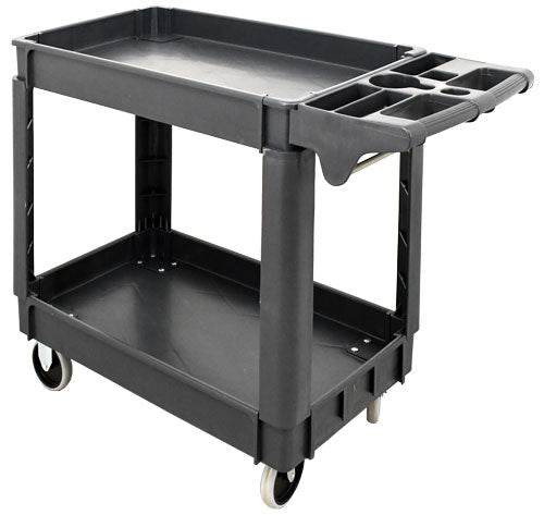 Omcan 47152 - Heavy-Duty Dark Gray Utility Cart with Extended Handle 39.8″ x 17.3″ x 33″