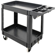 Omcan 47152 - Heavy-Duty Dark Gray Utility Cart with Extended Handle 39.8″ x 17.3″ x 33″