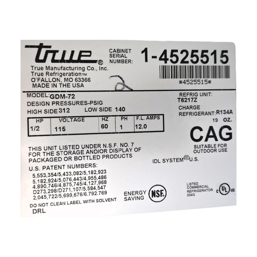 TRUE GDM-72 Refrigeration Upright Fridges