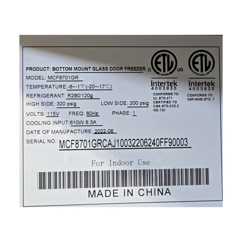 Atosa MCF8701GR Freezer - 1 Door