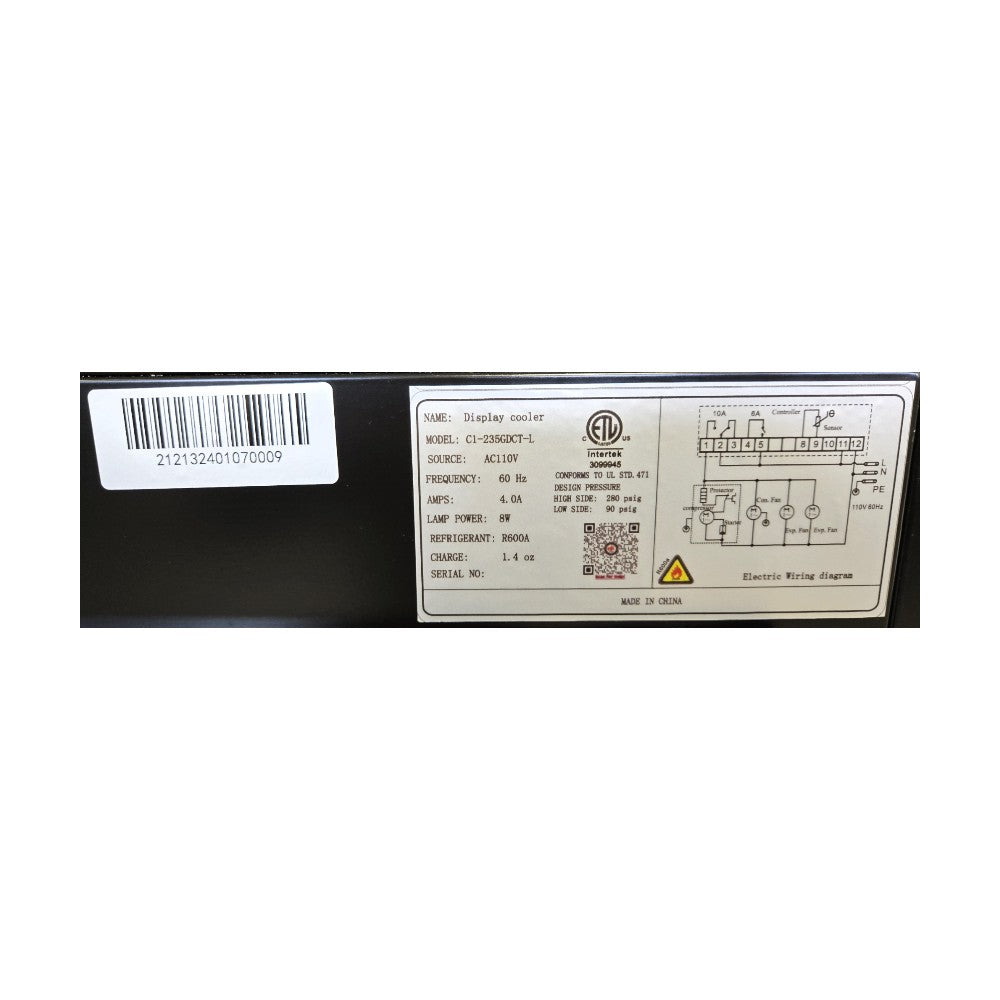 EFI C1-235GDCT-L Upright Refrigerator - Single Glass Door
