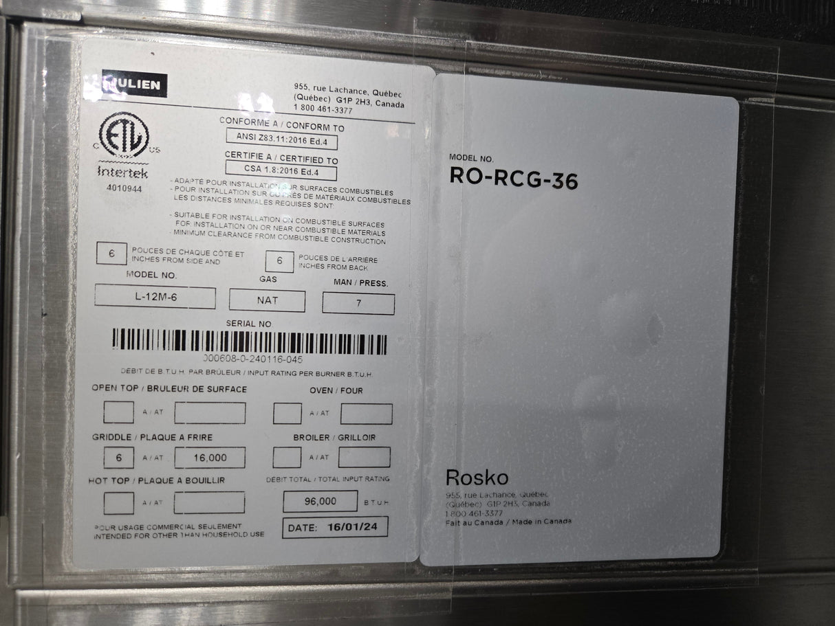 Rosko RO-RCG-36 Gas Countertop Hot Plate