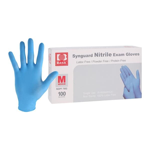 Synguard Nitrile Exam Gloves, Medium Size, 100/pack