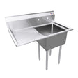 Omcan 25247 - 18 x 18 x 11 One Tub Sink with 1 8 Corner Drain and Left Drain Board
