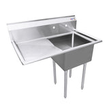 Omcan 25247 - 18 x 18 x 11 One Tub Sink with 1 8 Corner Drain and Left Drain Board