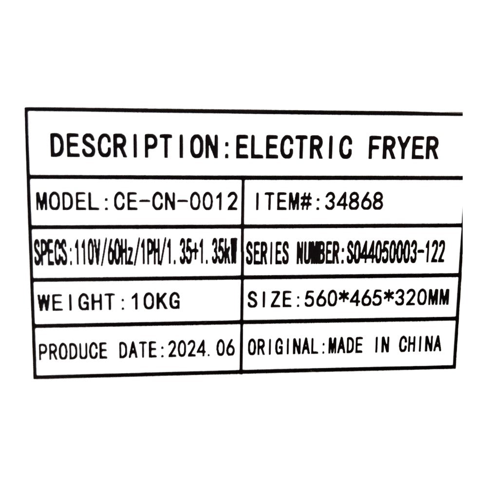 Omcan 34868 Electric Fryer