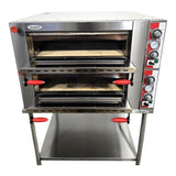 Omcan 40638 Double Chamber Pizza Oven with Tzanet T920 Stand