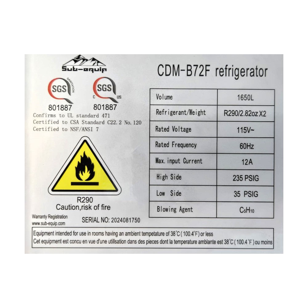 Chefco CDM-B72F Upright Freezer - Cosmetic Damage