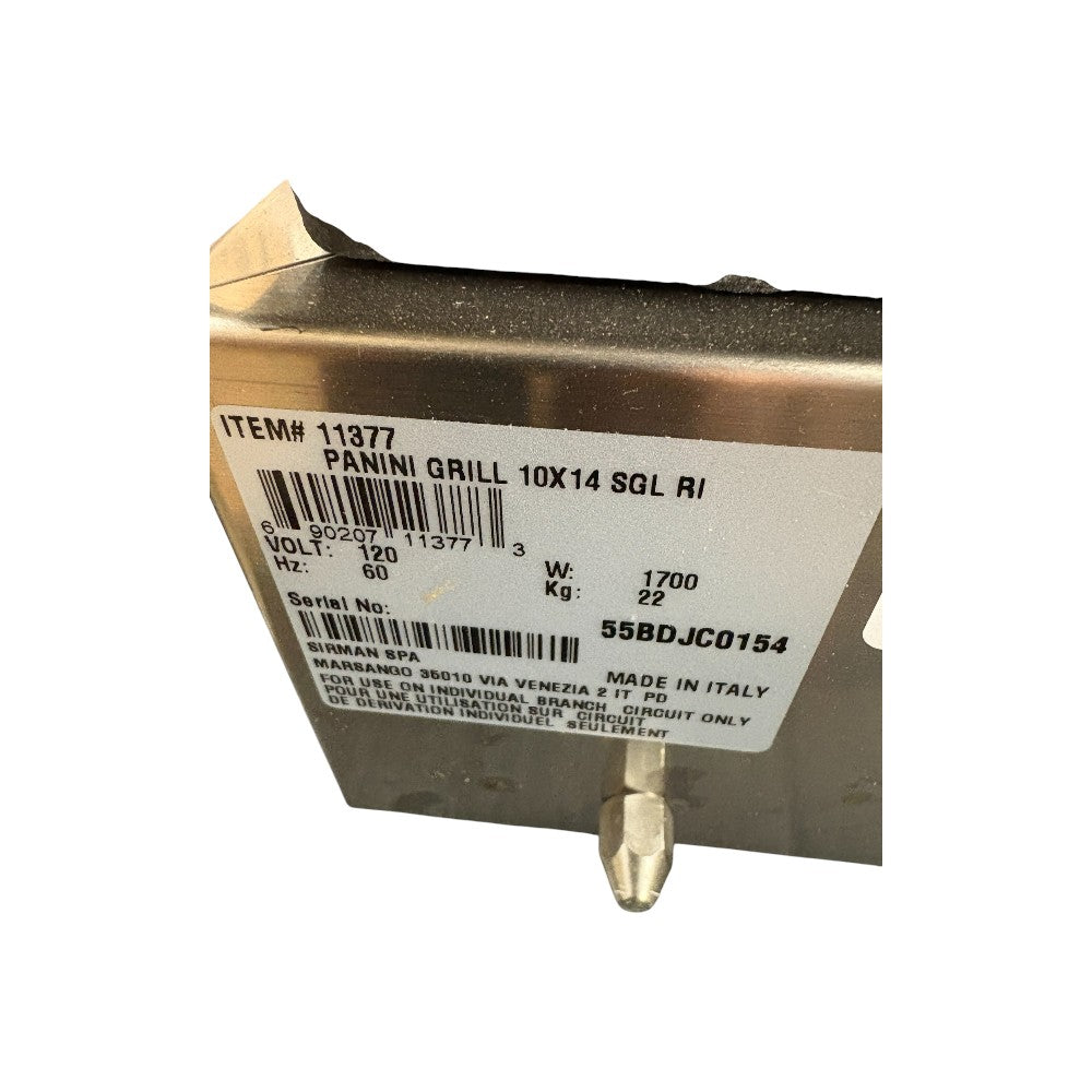 Omcan 11377 Panini Grill - Ribbed - 10 x 14