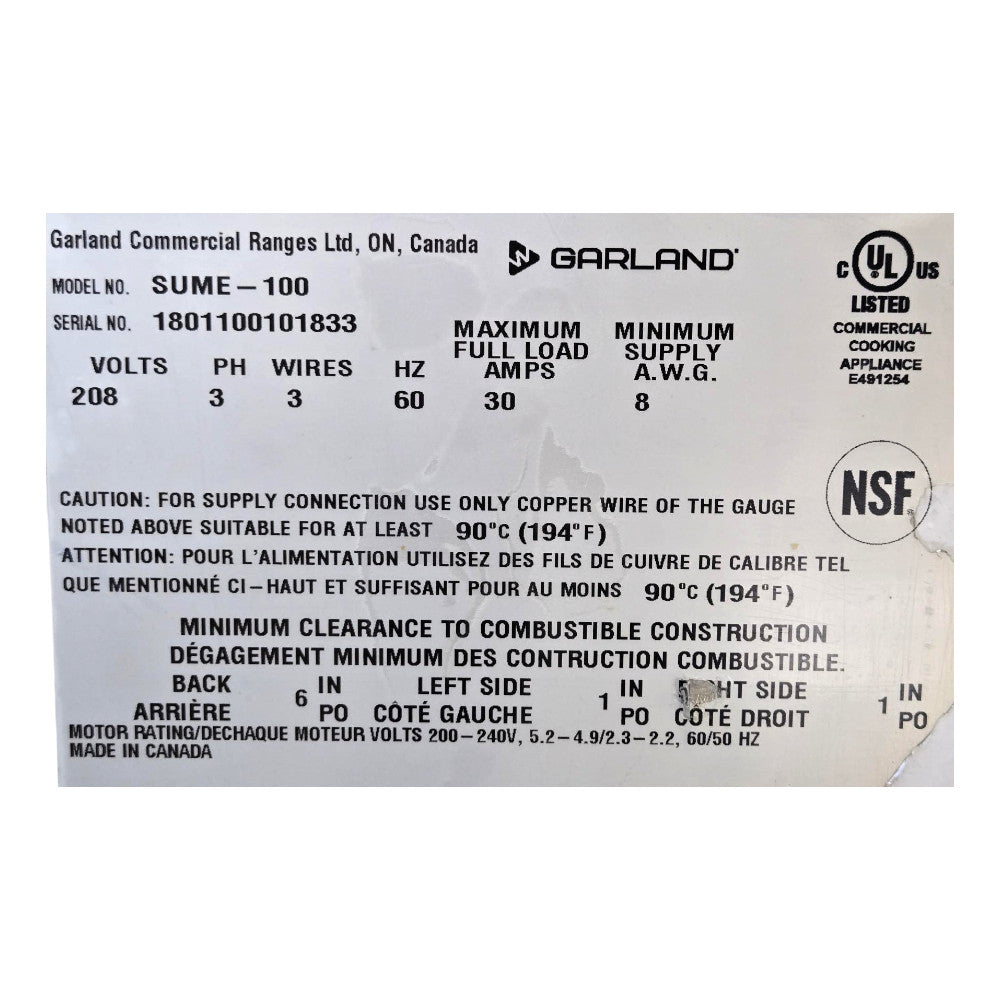 Garland SUME-100 Double Stacked Convection Oven