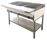 Omcan 3 Pan Open Well Propane Steam Table with Cutting Board and Undershelf