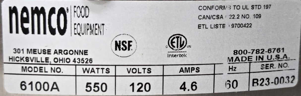 Nemco 6100A 7 Quart Countertop Food Warmer