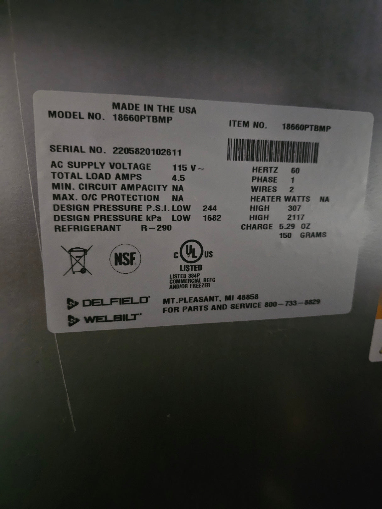 Delfield 18660PTBMP 60" Two Door Refrigerated Pizza Prep Table