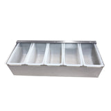 Omcan Stainless Steel 5-Compartment Condiment Holder with Clear Cover