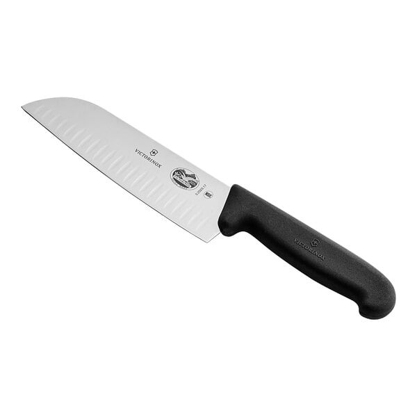 Victorinox Granton Edge Santoku 7" Knife With Black Fibrox Handle