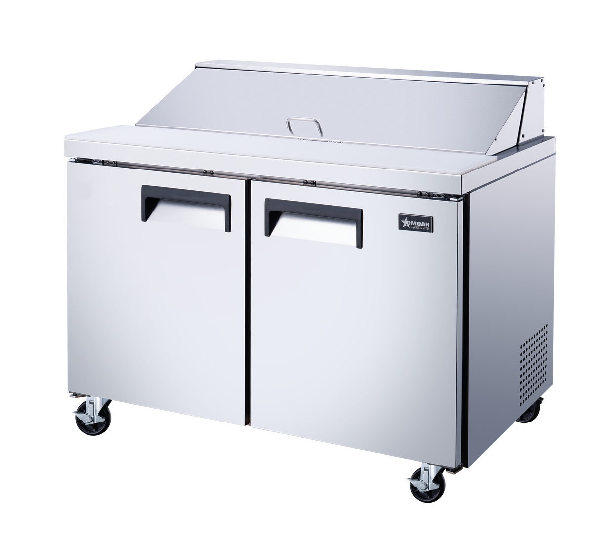 Omcan 50046 - 47" Two Door Refrigerated Prep Table, 9.5 cu.ft. (270 L), Stainless Steel