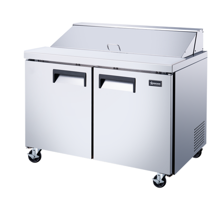 Omcan 50046 - 47" Two Door Refrigerated Prep Table, 9.5 cu.ft. (270 L), Stainless Steel
