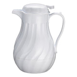 Winco VSW-64W - Swirl Pattern Push Button Insulated Beverage Server - White, 64 oz