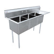 Omcan 43766 - 18" x 18" x 11" 18-Gauge Stainless Steel Three Tub Sink with 3.5" Center Drain and Right Drainboard