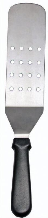 Omcan 80022 - Kitchen Flexible Stainless Steel Turner with 7 1/2" x 2 7/8" Perforated Blade and Black Handle