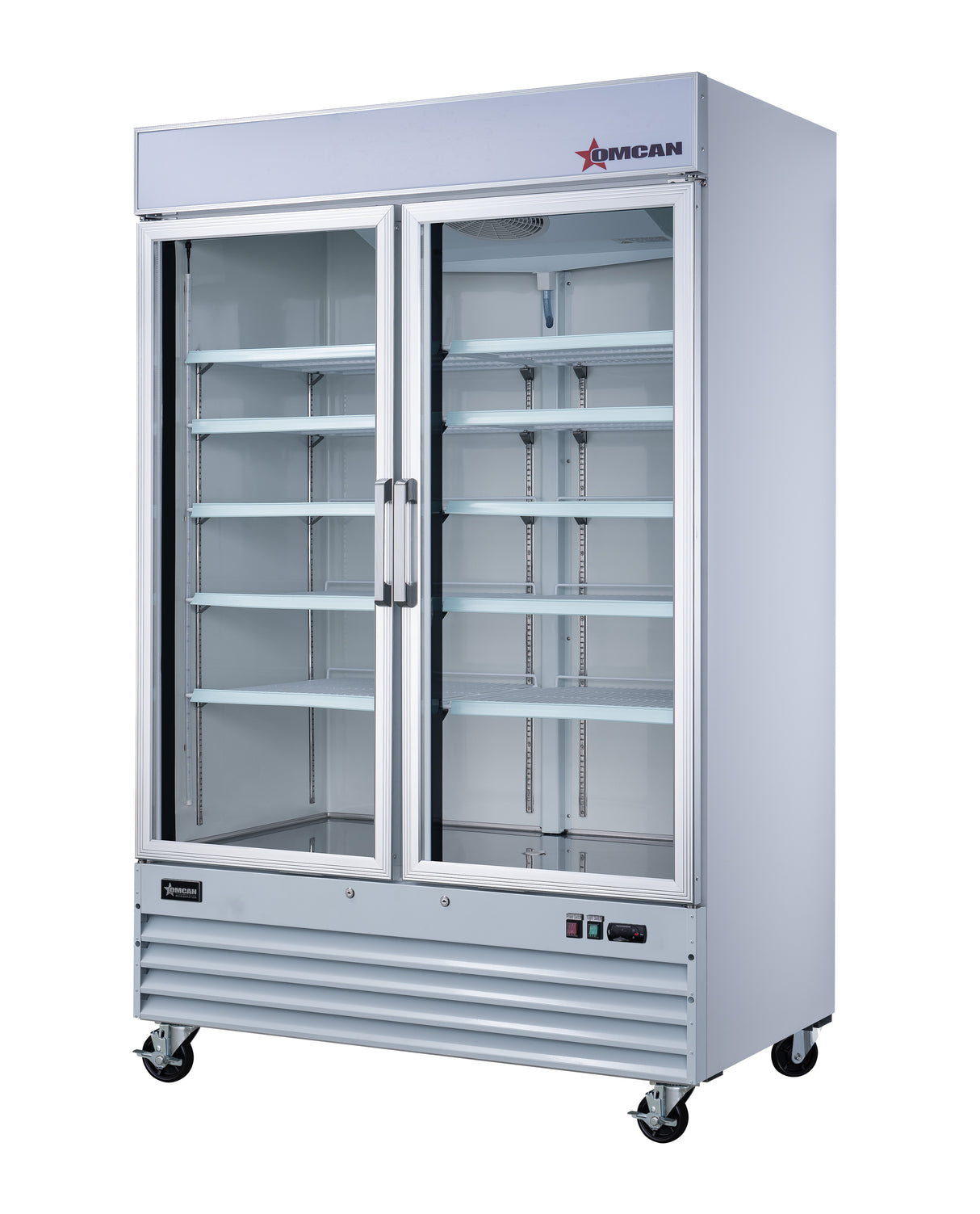 Omcan 52032 - 53" Two Glass Door Display Refrigerator, Swing Doors, 45 cu.ft. (1270 L), White