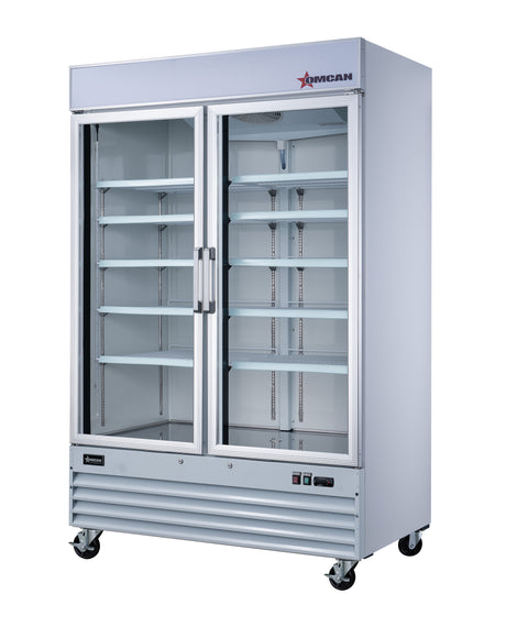Omcan 52032 - 53" Two Glass Door Display Refrigerator, Swing Doors, 45 cu.ft. (1270 L), White