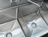 Omcan 43792 - 24" x 24" x 14" Two Tub Sink with 3.5" Center Drain and Right Drainboard