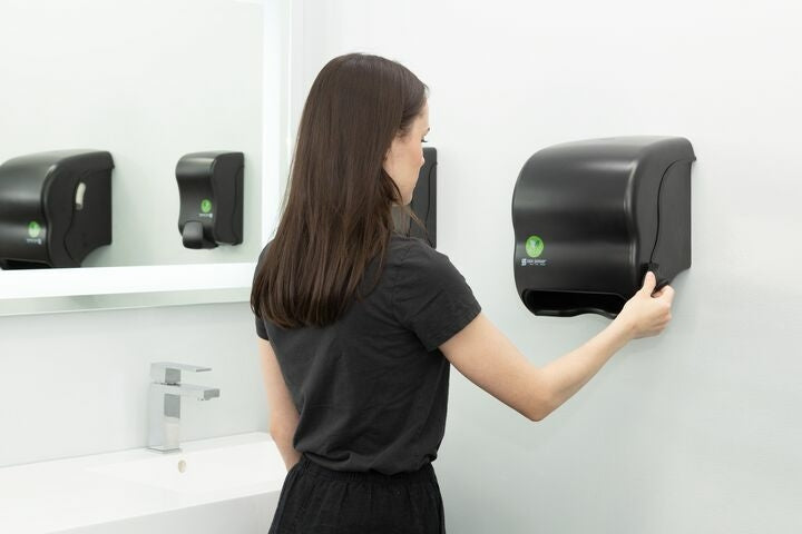 San Jamar Element ecoLogic Lever Roll Towel Dispenser, All Core Sizes - Black