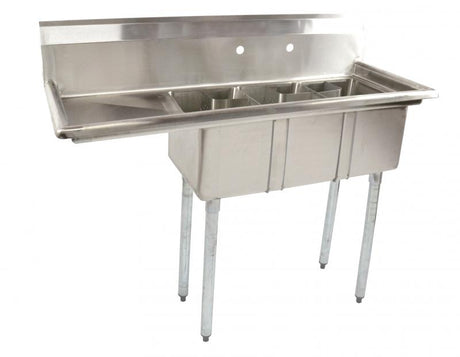 Omcan Canada Three Compartment Space Saver Sink Left drainboard