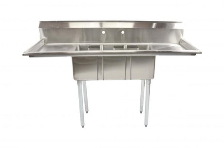 Omcan Canada Three Compartment Space Saver Sink right and left drainboard