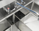 Omcan 43791 - 24" x 24" x 14" Two Tub Sink with 3.5" Center Drain and No Drainboard