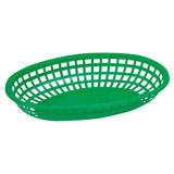 Winco POB-G - Oval Fast Food Basket, 10-1/4" x 6-3/4" x 2" - Green