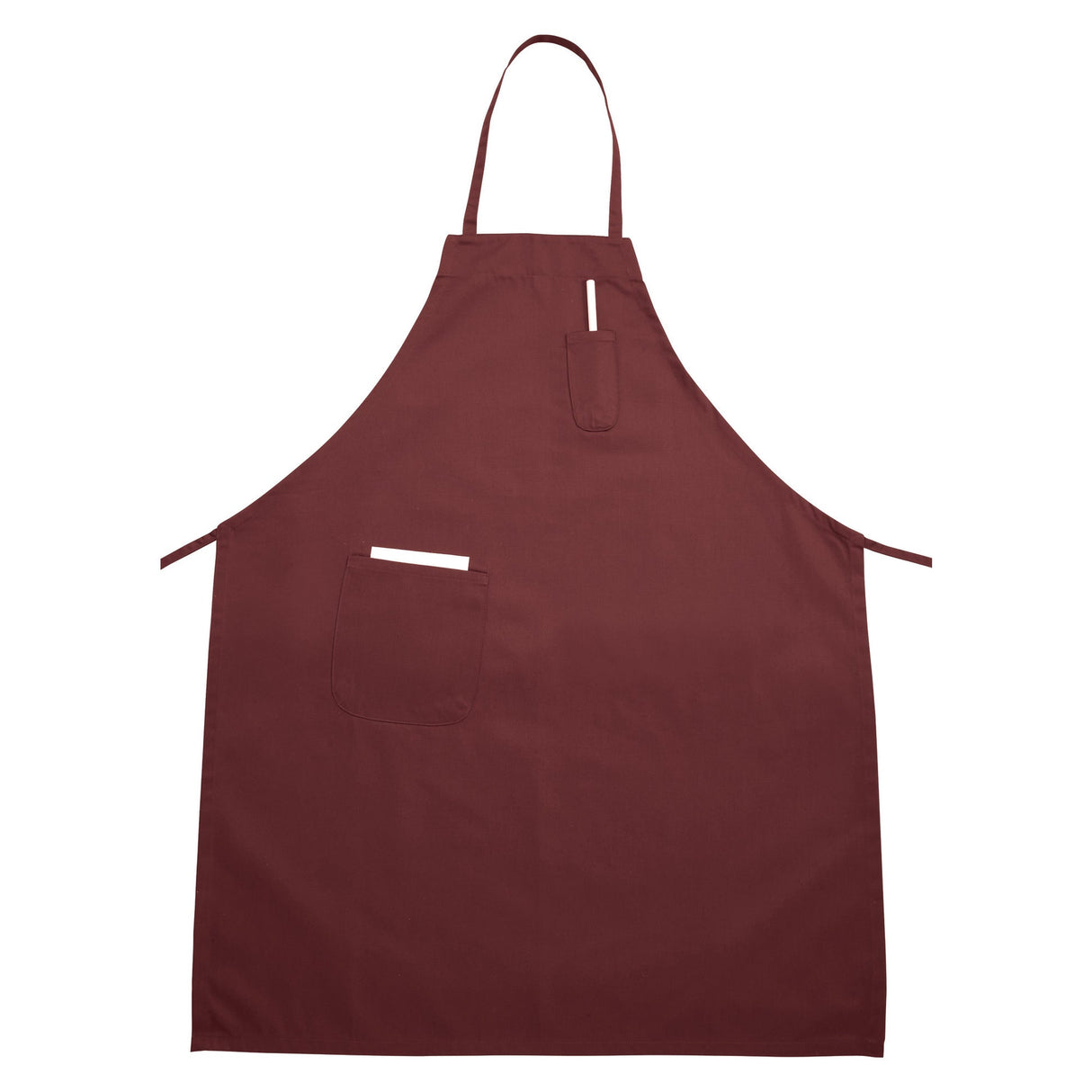Winco BA-PBG - Full-Length Bib Apron with Pockets - Burgundy