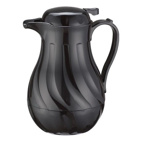 Winco VSW-64K - Swirl Pattern Push Button Insulated Beverage Server - Black, 64 oz