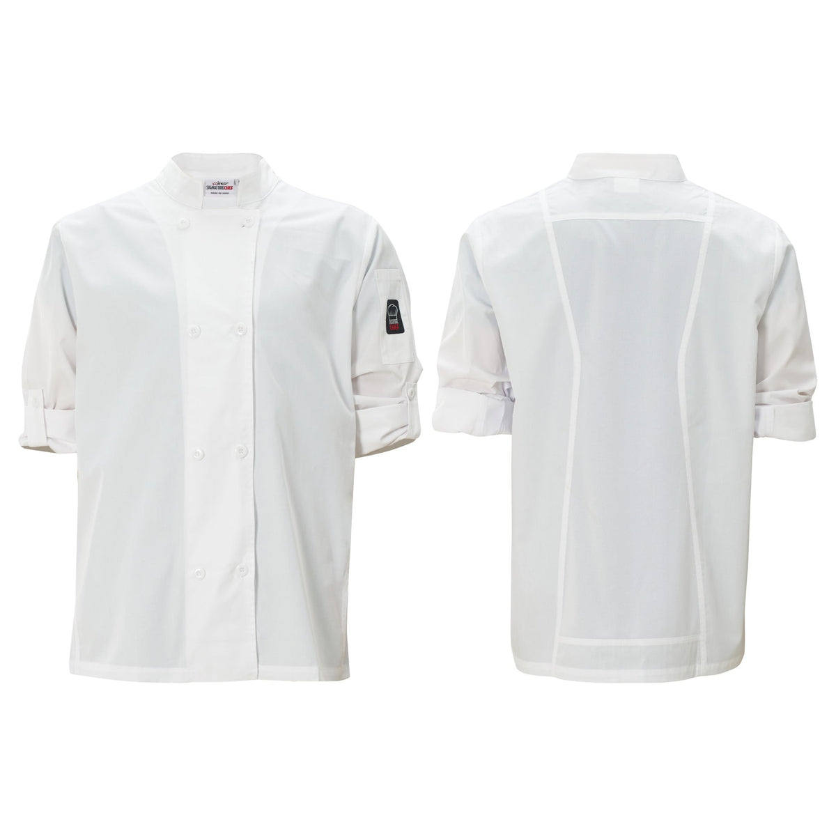 Winco UNF-12WM - Ventilated Chef Jacket with Roll-Tab Sleeves, Tapered Fit