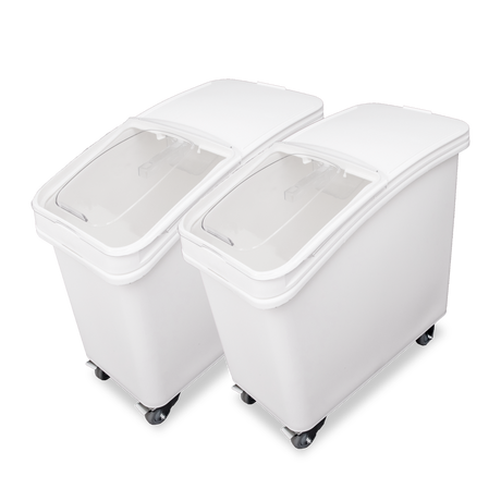 Omcan 80986 - 27 Gallon (102 Liter) Ingredient Bin with Sliding Lid and Scoop - Pack of 2