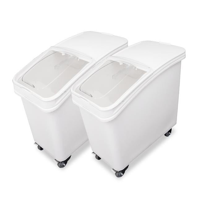 Omcan 80986 - 27 Gallon (102 Liter) Ingredient Bin with Sliding Lid and Scoop - Pack of 2