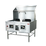 Omcan Two Chamber Wok Range with a 13 + 16″ Ring, Backsplash, Faucet, Natural gas 220,000 BTU - 48413 - VRS Restaurant Equipment & Supply Store