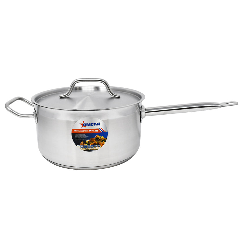 Omcan 80434 - 6 qt Stainless Steel Sauce Pan with Lid and Handle