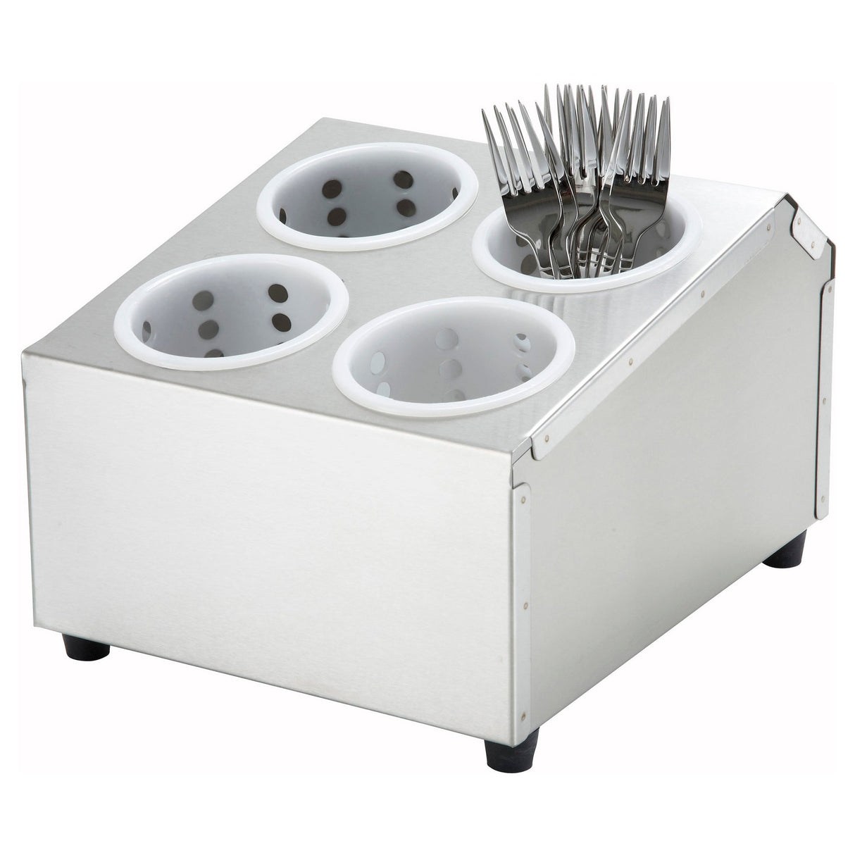 Winco FC-4H - Stainless Steel Flatware Cylinder Holder, Four Holes