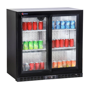 Omcan 35″ Back Bar Beverage Cooler with 2 sliding glass doors and 7 cu.ft. (208 Liters) Capacity – 110V, 137W
