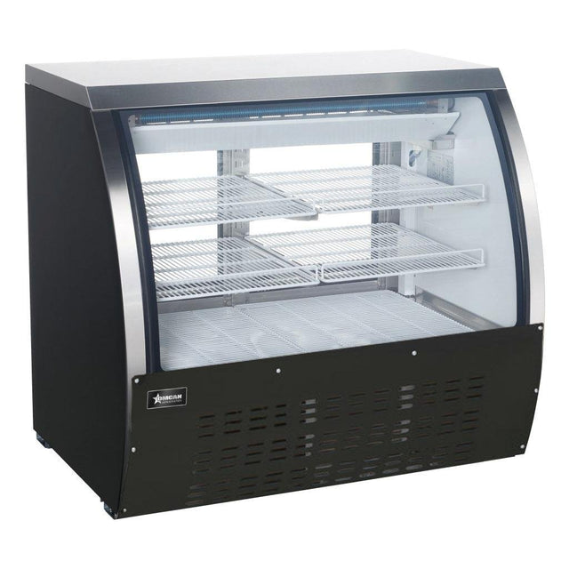 Omcan 47″ Floor Refrigerated Showcase with Black Coated Steel Exterior - VRS Restaurant Equipment & Supply Store