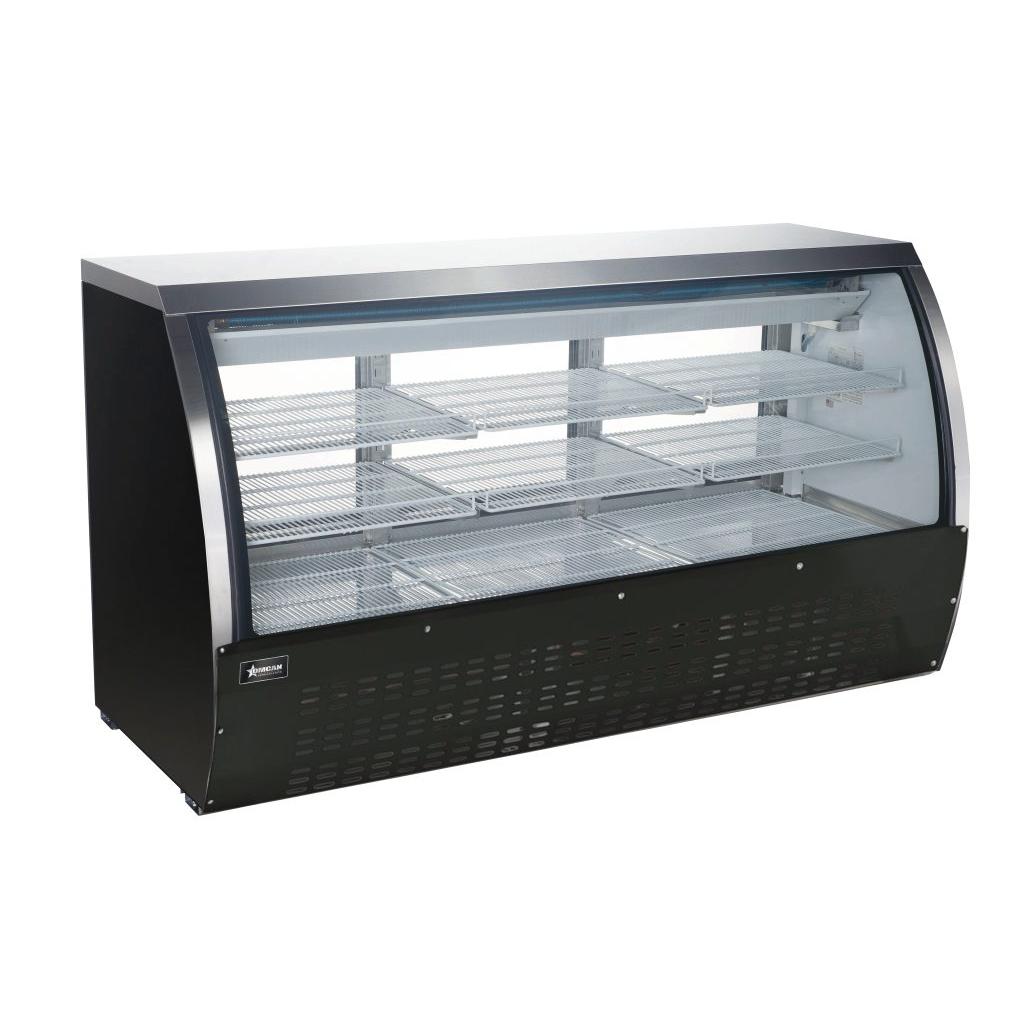 Omcan 82″ Floor Refrigerated Showcase with Black Coated Steel Exterior