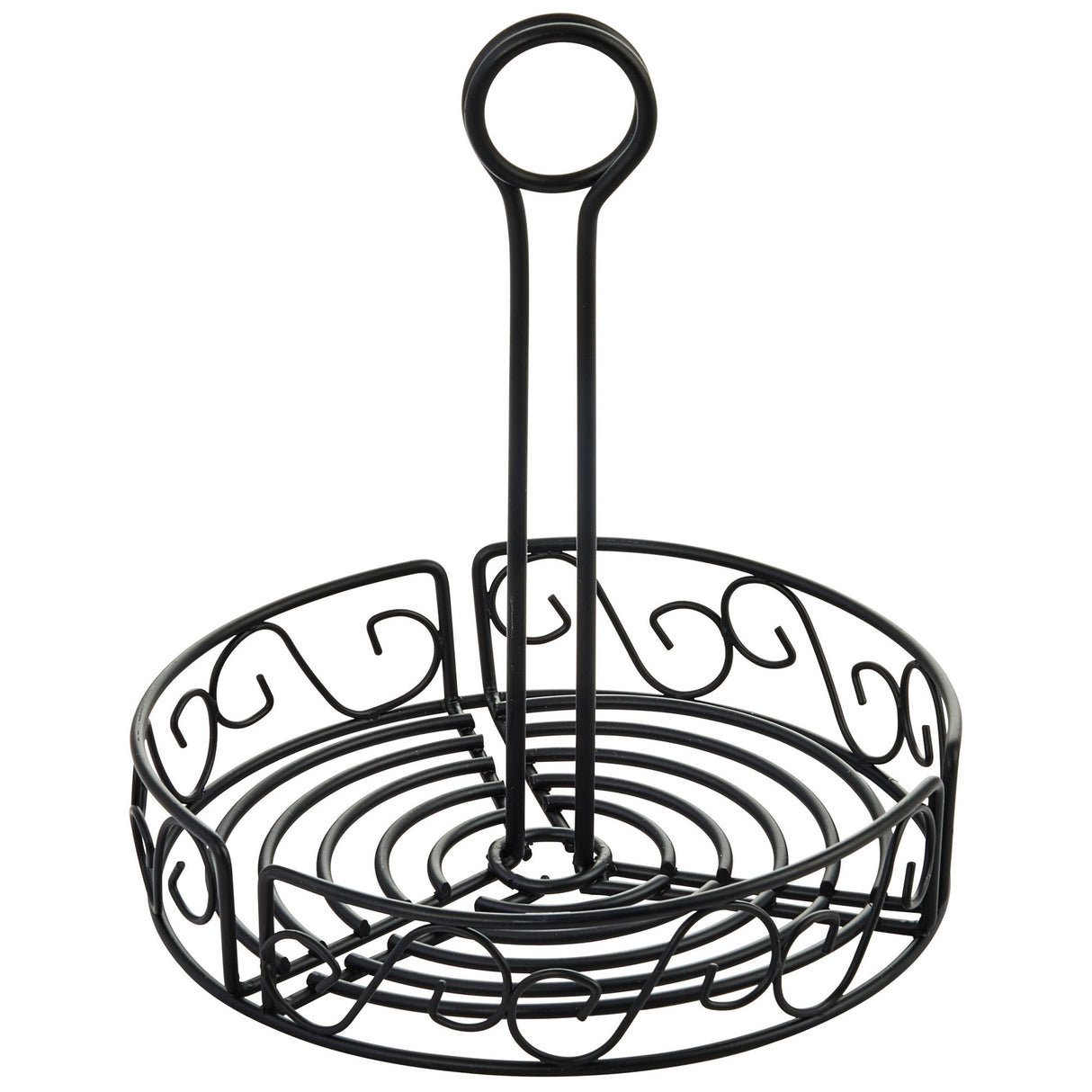 Winco WBKH-7R - 7-1/2" Round Wire Condiment Caddy with 9" Handle