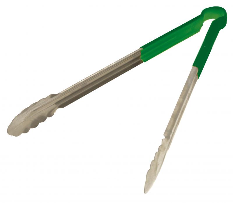 Omcan 16-inch Heavy-Duty Utility Tong with Green Plastic Handle