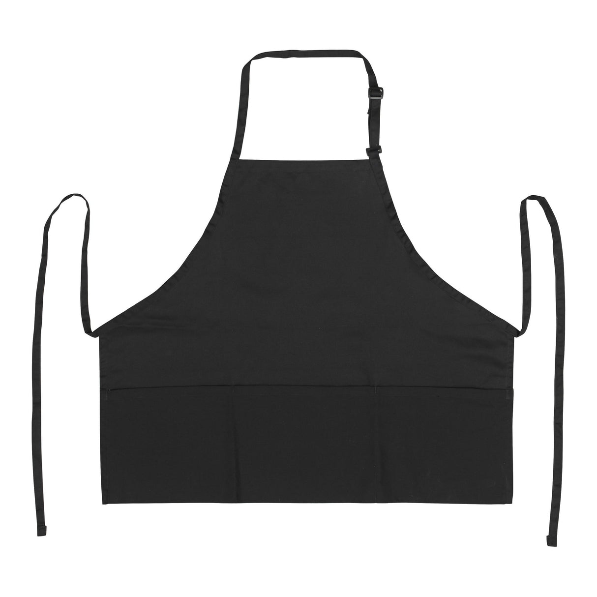 Winco BA-2724K - Mid-Length Bib Apron with 3-Pockets - Black