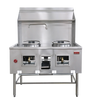 Omcan 47726 - Two Chamber Wok Range with 2 x 13″ Rings, Backsplash, Faucet, 190,000 BTU - Natural Gas