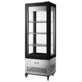 Omcan 26″ Refrigerated Display Case with Four-Sided Glass 75″ Tall, 14.14 cu.ft. (400 Liter)