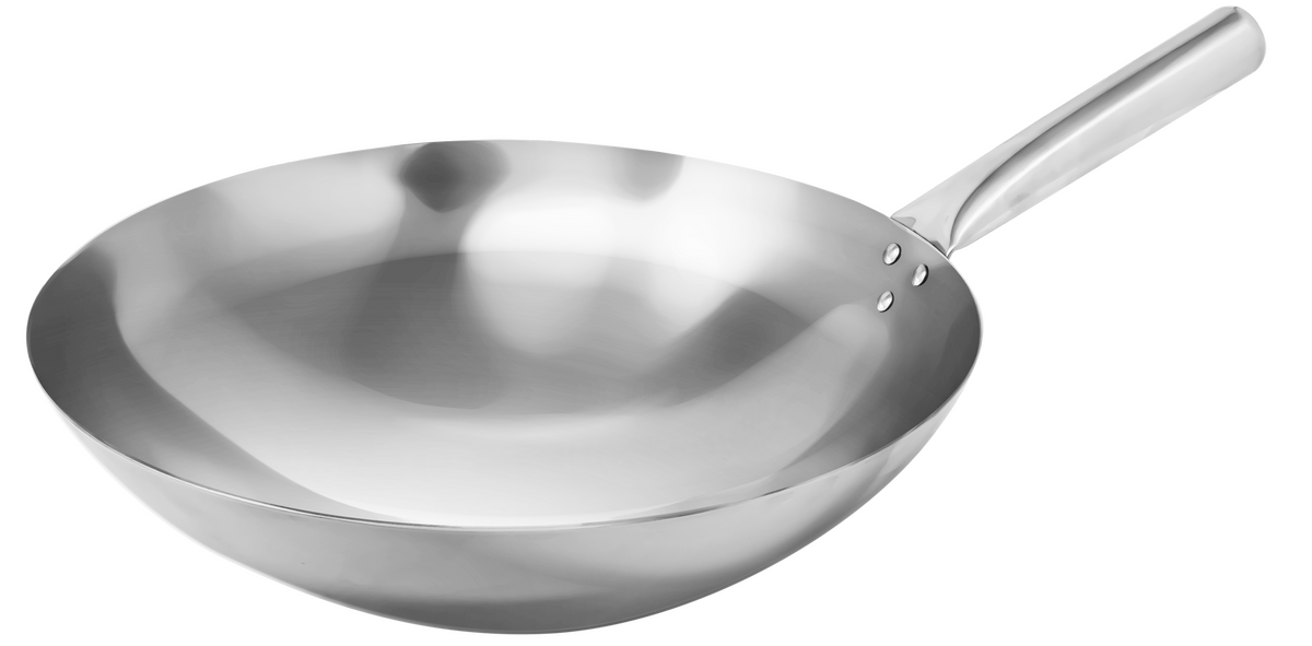 Omcan 47543 - 14" Mandarin Wok Stainless Steel, Nailed Joint
