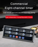 Kitchen Timers for Cooking, 8 Channel Commercial Kitchen Timer Restaurant Digital Timer Clock Stainless Steel LED Timer with Reminder Function Loud Alarm Adjustable Volume